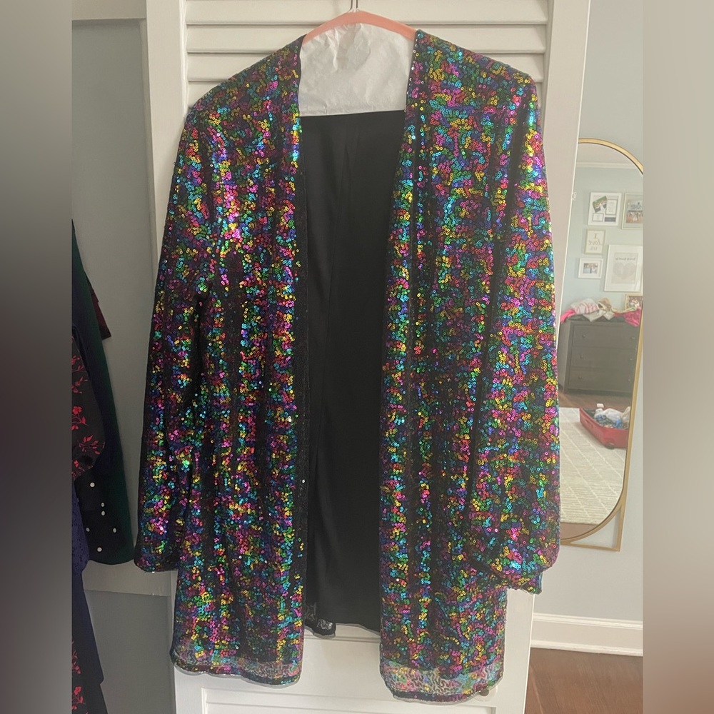 Multicolor sequin cardigan blazer
